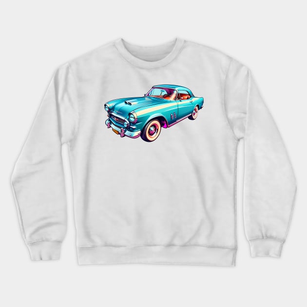 Colored Classic Car Design in Vibrant Vector Style Crewneck Sweatshirt by Panwise